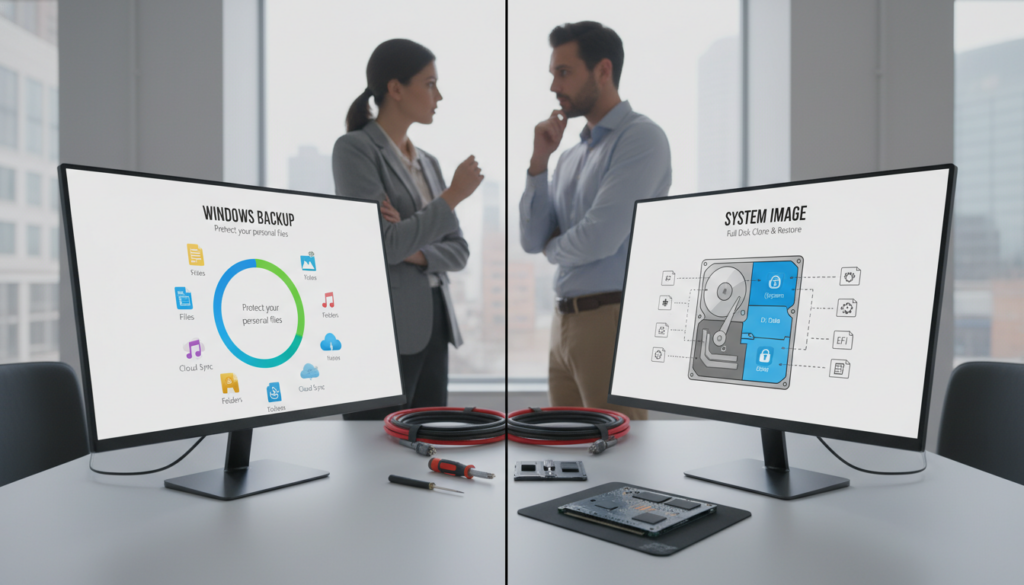 windows backup vs system image